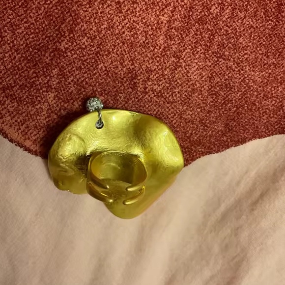 Surrealist Gold Eye Statement Artistic Blue Iris Design, Avant-Garde Ring - Picture 4 of 9